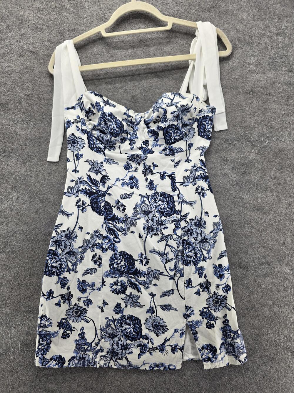 Et Clet Dress Womens S White Floral Bodycon Short Sweetheart Tie Straps